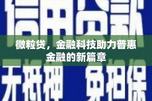 黑山微粒贷，金融科技助力普惠金融的新篇章