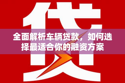 黑山全面解析车辆贷款，如何选择最适合你的融资方案