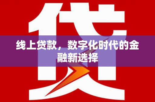 黑山线上贷款，数字化时代的金融新选择